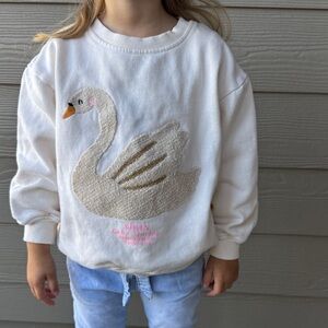 Zara Kids Swan Embroidered Sweatshirt - Cream